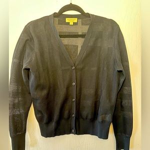 Authentic Burberry Nova Check Cotton Cardigan Sweater For Women in Black, Size M
